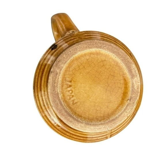 Vintage Harvest Gold Ceramic Tea Coffee Set Fruit Relief Squirrel Finial 5pc - Picture 16 of 16